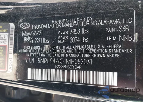 2021 Hyundai Elantra Sel из США, поврежденный, VIN 5NPLS4AG1MH052031